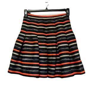 Anthropologie HD in Paris Striped Pleated Flare Skater Skirt Size 0